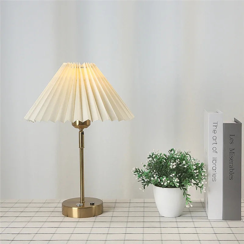 Afralia™ Adjustable Pleated Table Lamps: Modern Nordic Retro LED Desk Lamp for Living Room, Bedroom.