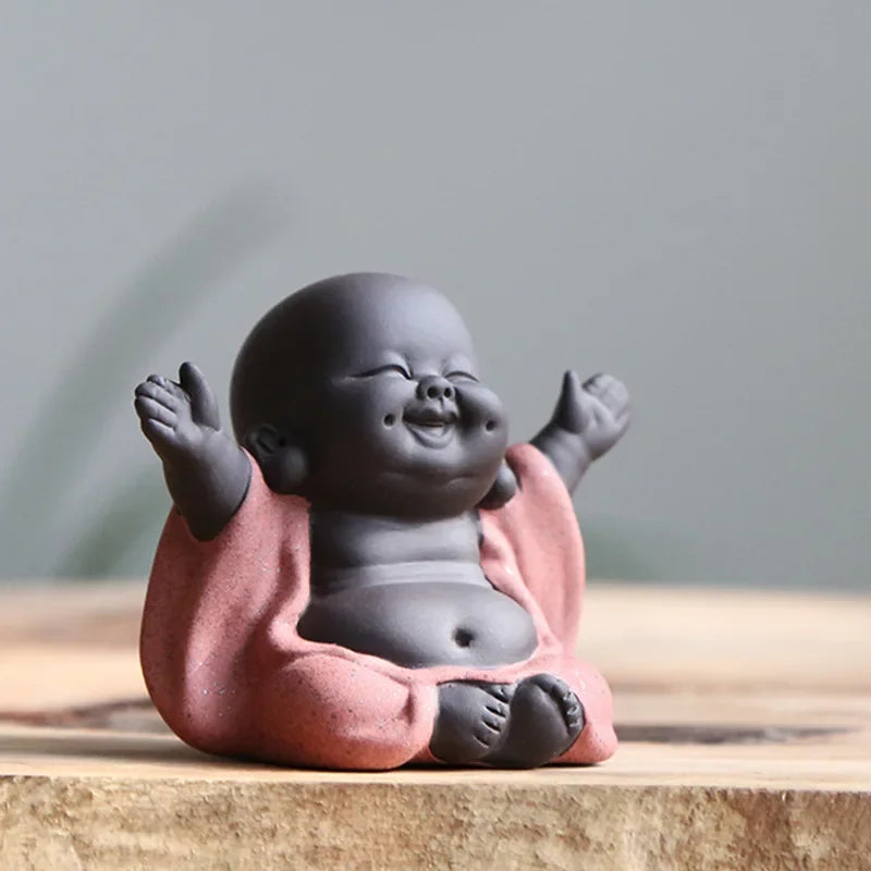 Afralia™ Ceramic Maitreya Buddha Statue Tea Sculpture Figurine Craft Display Ornament