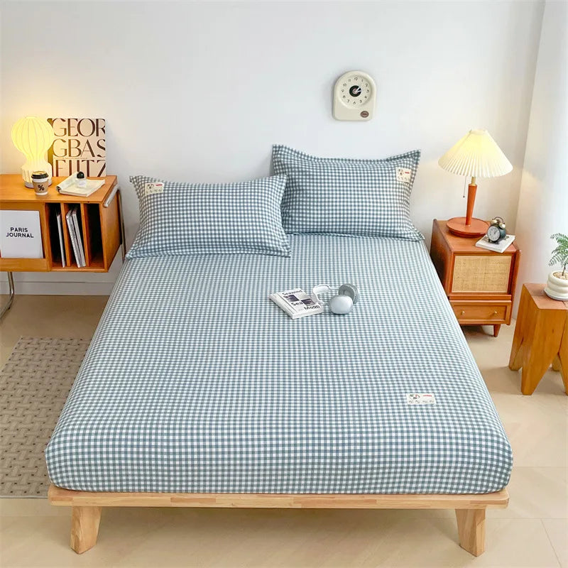Afralia™ Plaid Style Fitted Sheet - Skin-friendly Elastic Bedsheet for Kids' Room