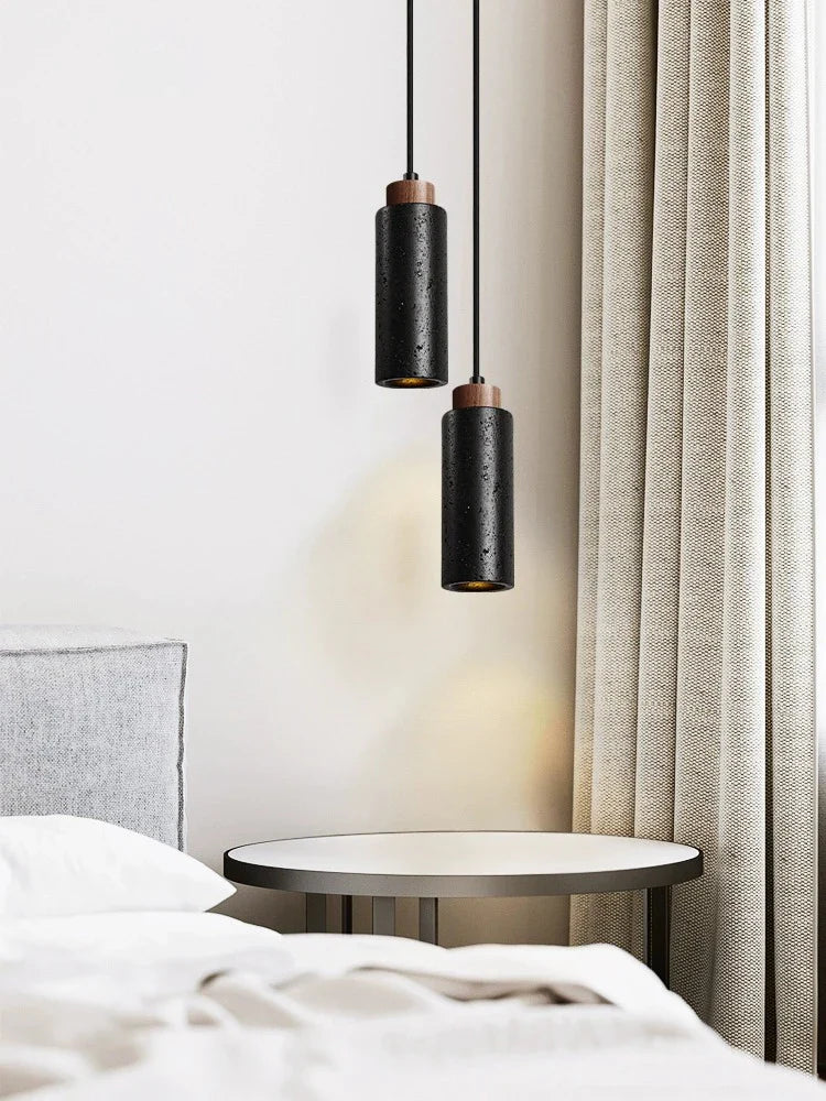 Afralia™ Black Stone Bedside Chandelier, Modern Nordic Design, E27 LED Pendant Lamp