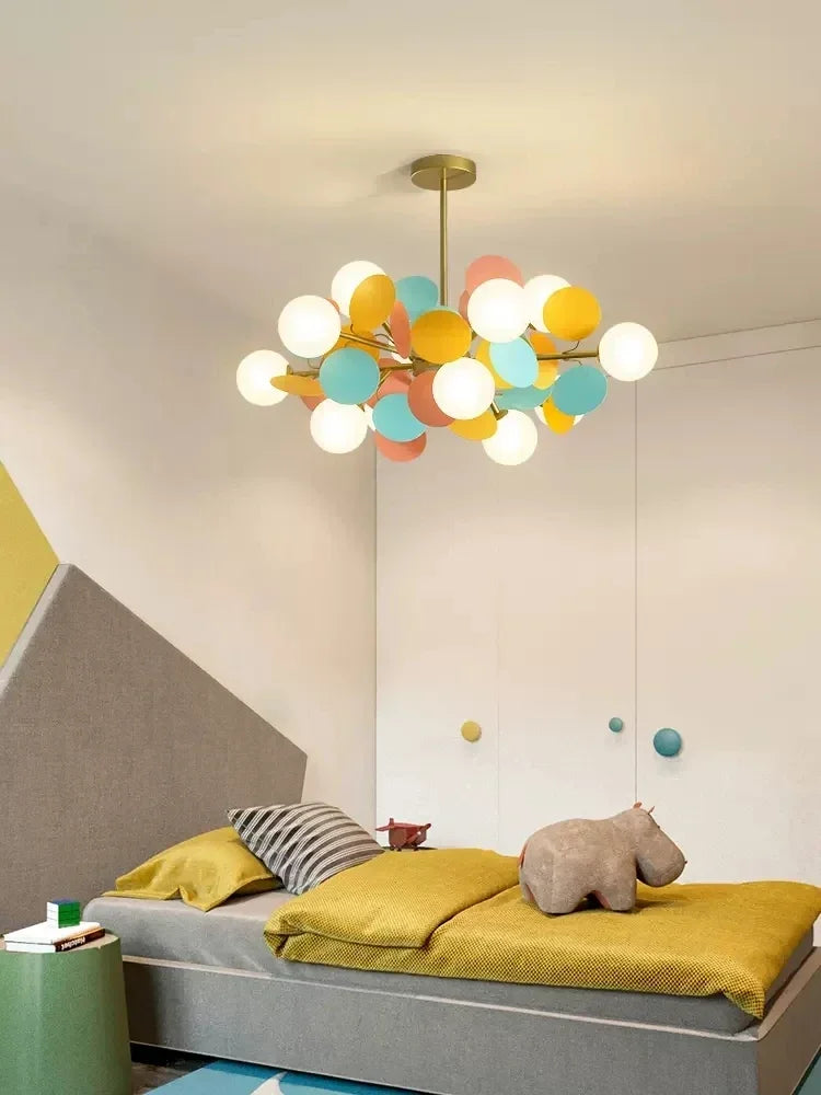Afralia™ Glass Hanging Ceiling Lamp for Kids Room, Living Room, Bedroom - Modern Chandelier & Home Decor