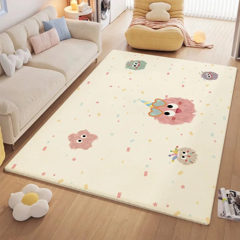 Afralia™ Cartoon Ball Print Cozy Carpet: Anti-Slip, Stain-Resistant Bedside Rug