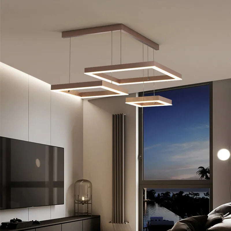 Afralia™ Square Led Pendant Chandelier for Dining Living Room Kitchen Bedroom Lighting