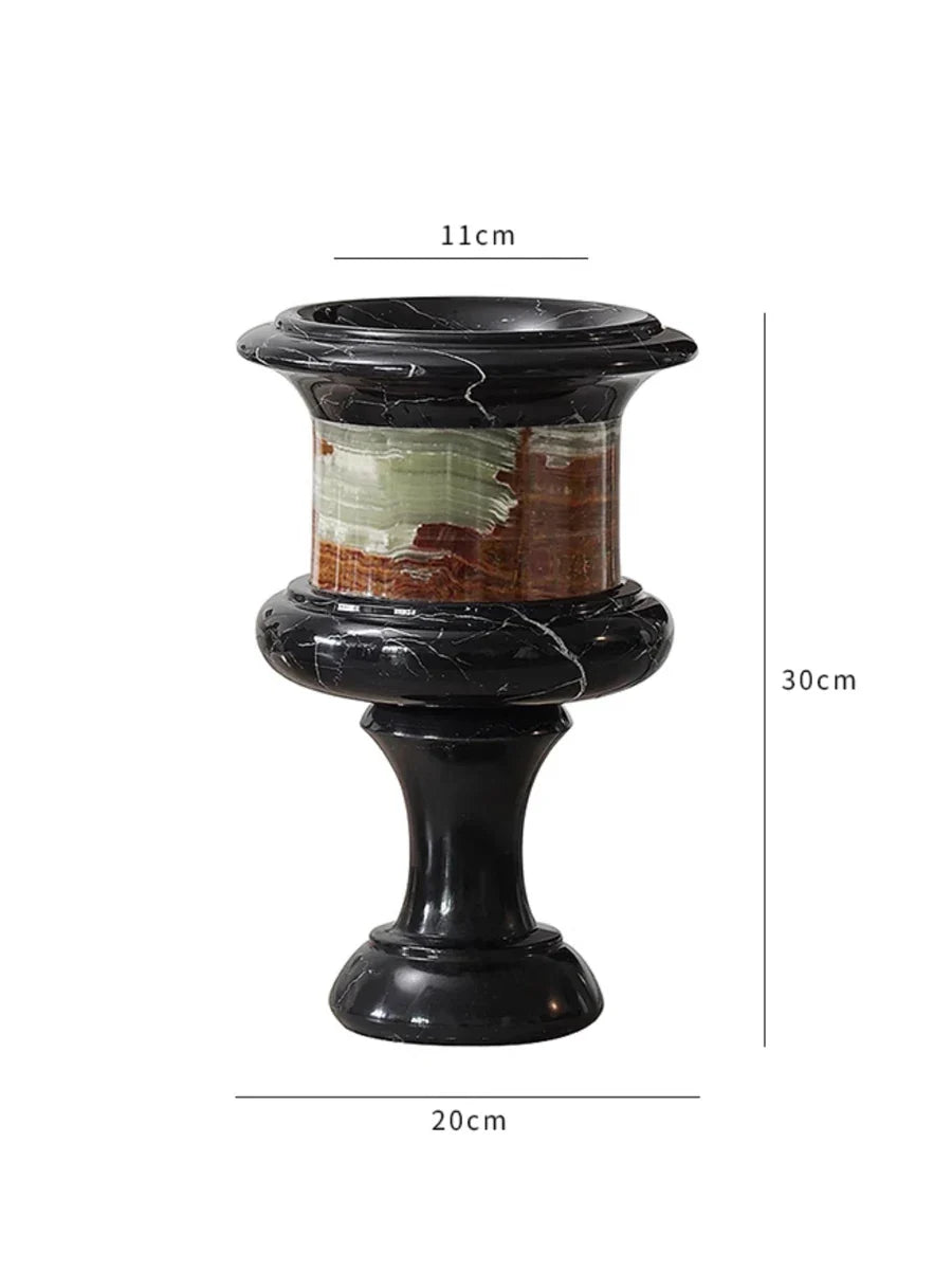 Afralia™ Vintage Marble Flower Vase Home Decor for Living Room & Dining Table