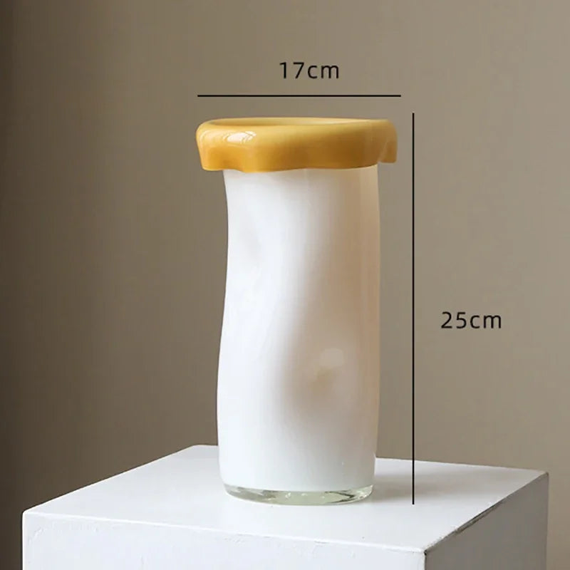 Afralia™ White Glass Vase Hydroponics Plant Pots Table Floral Room Decor