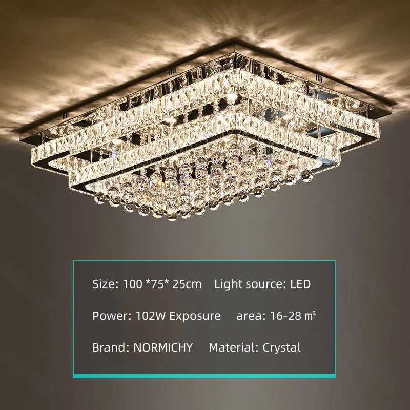 Afralia™ Elegant Crystal LED Chandelier, Remote Control Ceiling Lamp for Living Room, Bedroom