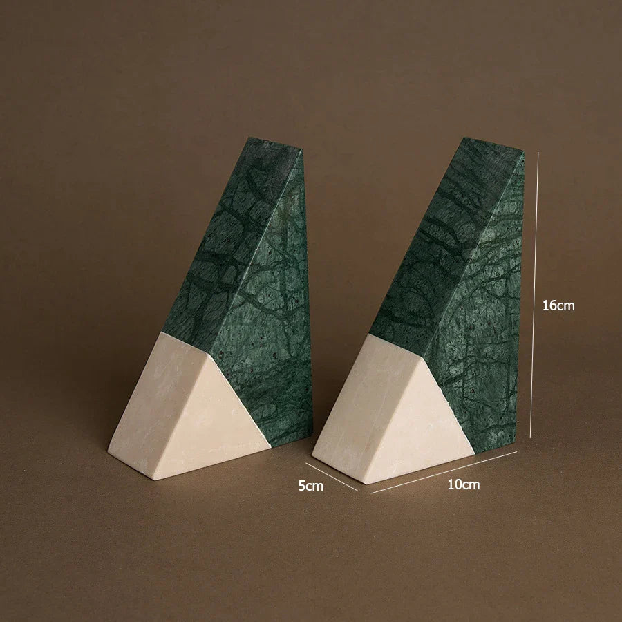 Afralia™ Green Marble Bookends Retro Travertine Holder Home Decor