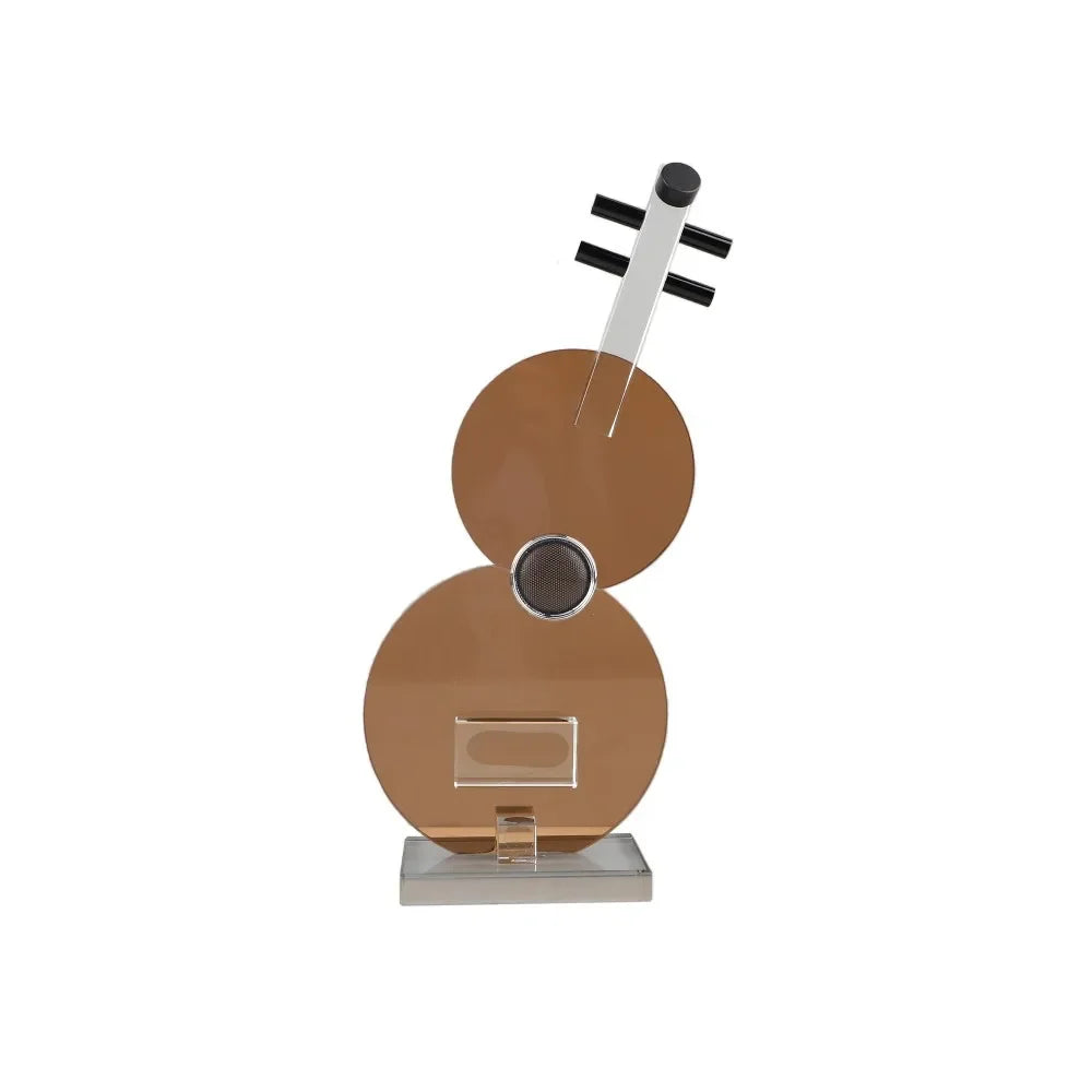 Afralia™ Crystal Guitar Sculpture Brown Glass Figurine for Home Decor