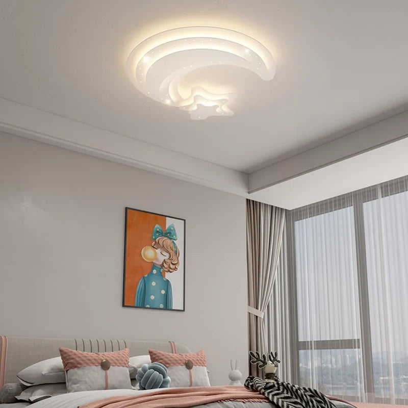 Afralia™ Star Moon LED Ceiling Lights for Living Room, Bedroom, and Kids Room