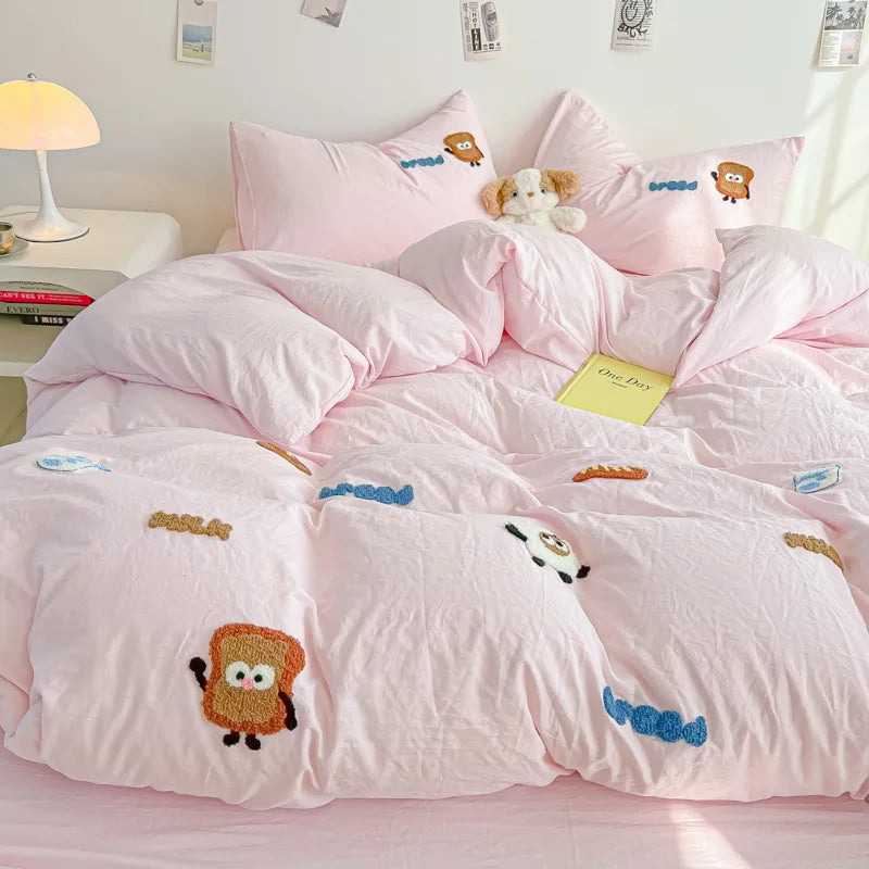 Luxury Embroidered Cotton Towel Comforter Set by Afralia™ - Soft, Breathable, Machine Washable Bedding