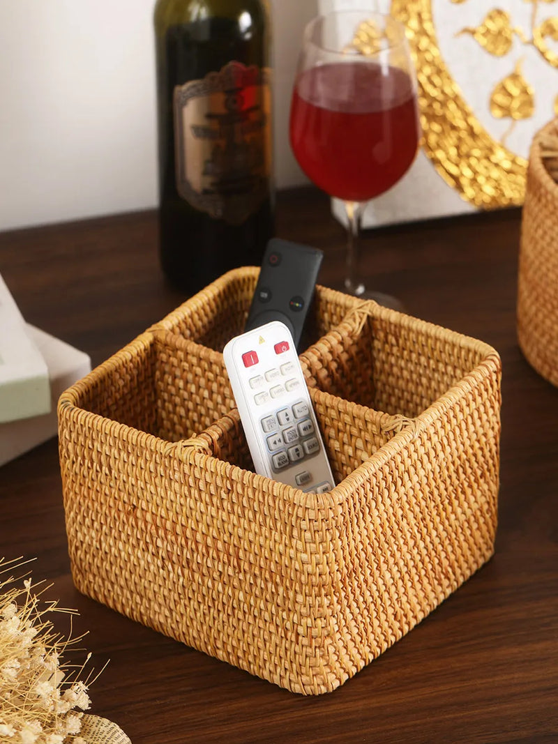 Afralia™ Rattan Storage Box: Organizer with Handle for Home & Office