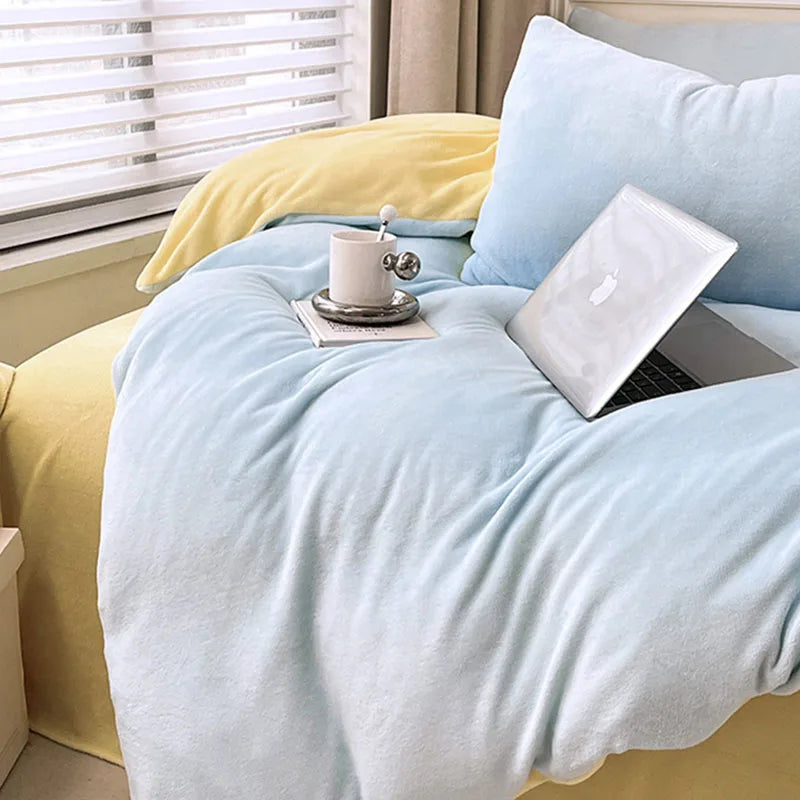 Afralia™ Double-Color Milk Velvet Bedding Sets: Plush & Warm Comforter Set for Winter