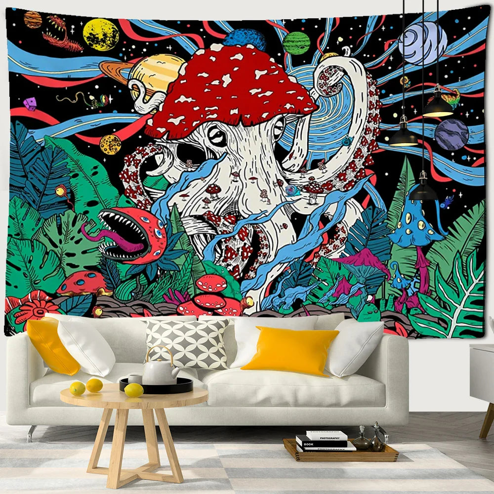 Afralia™ Abstract Mushroom Tapestry Wall Hanging for Psychedelic Room Decor