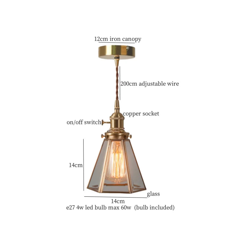 Afralia™ Vintage Glass LED Pendant Light for Kitchen Living Room Cafe Bar