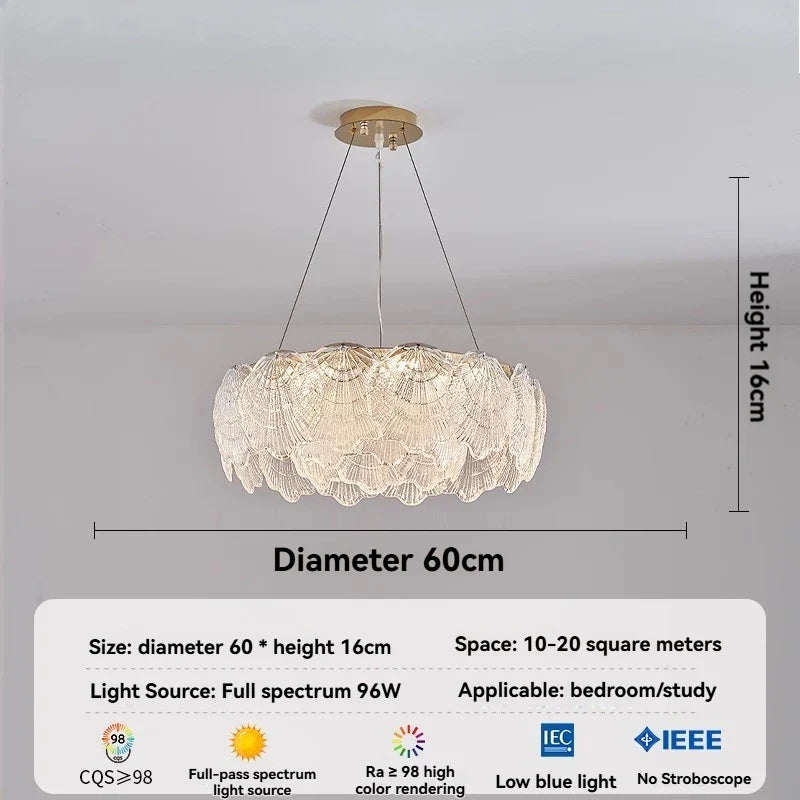 Afralia™ Shell Chandelier Ceiling Lights Crystal Cover Pendant Lamp for Home Decor