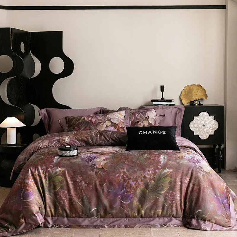 Afralia™ 1000TC Egyptian Cotton Vintage Oil Printing Bedding Set with Sheet & Pillowcase