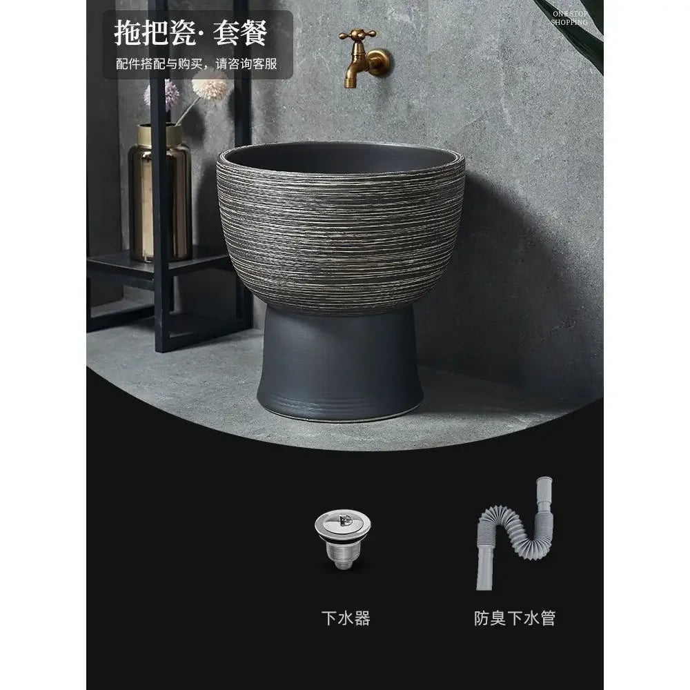 Afralia™ Retro Outdoor Ceramic Basin Column Wash Basin for Bathroom Sinks