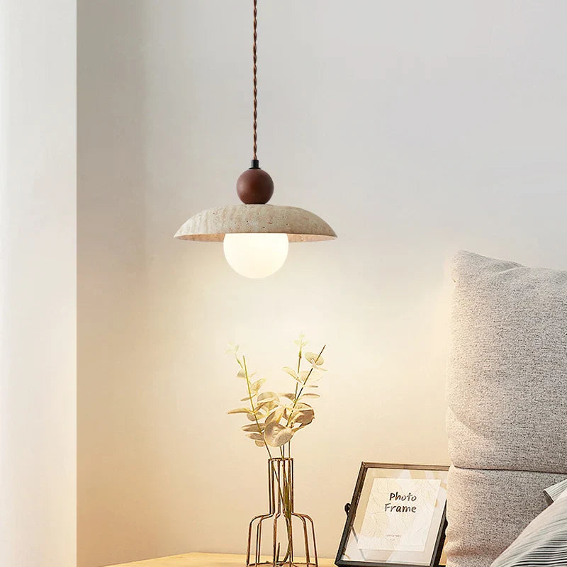 Afralia™ Yellow Hole Stone LED Pendant Light for Bedroom Dining Room Restaurant
