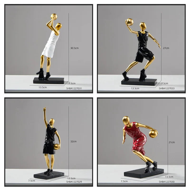 Afralia™ Resin Basketball Character Figurines, Modern Home Ornament Decor, Room Gift, Desk Accents