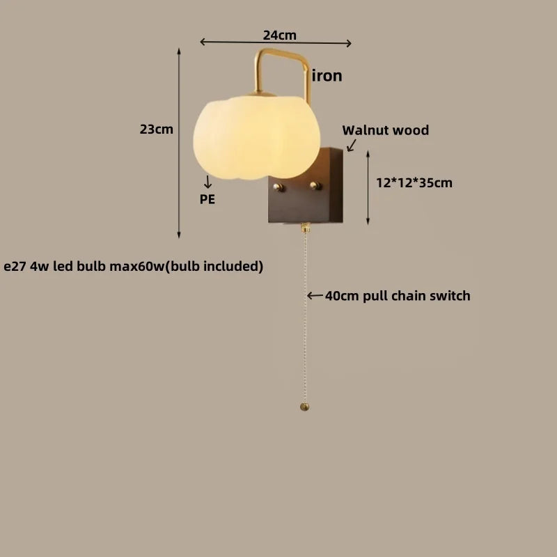 Afralia™ Walnut Wood Glass Wall Light Fixture for Home Decor, Modern Nordic Design