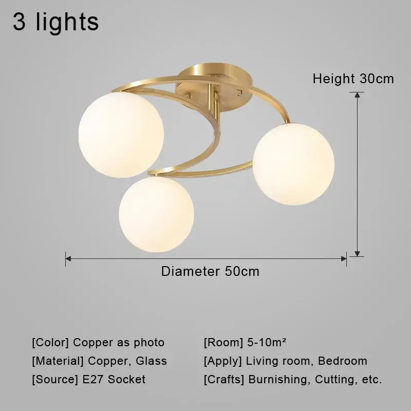 Afralia™ Nordic Glass Chandelier LED Pendant Light for Bedroom Living Room