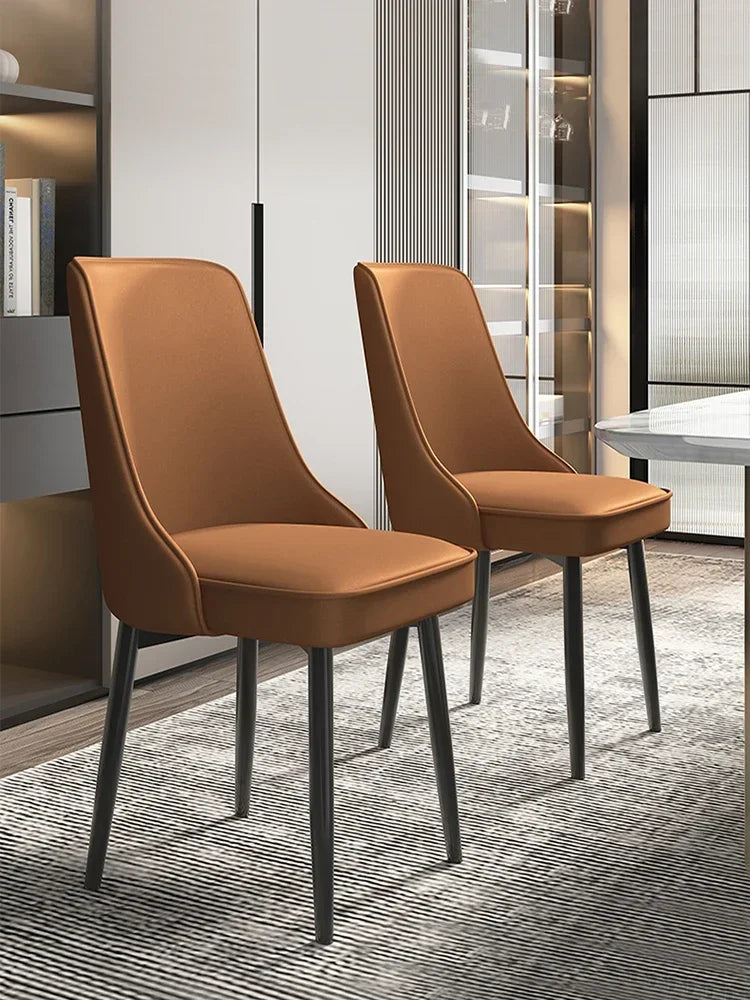 Afralia™ Nordic Living Leather-Seated Chair with Supportive Backrest for Kitchen and Reception