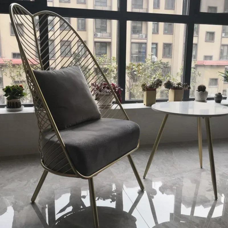 Afralia™ Nordic Pink & Coffee Gold Wire Chair: Modern Living Room Comfort with Style