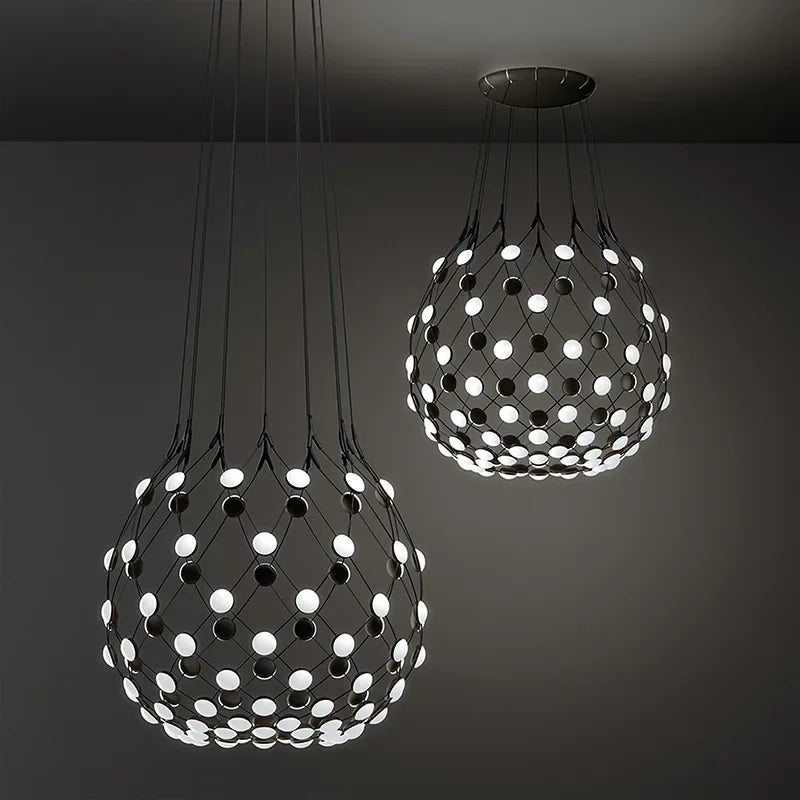Afralia™ Nordic Designer Led Chandelier Pendant Light Fixture for Dining Room, Black White Luminaria
