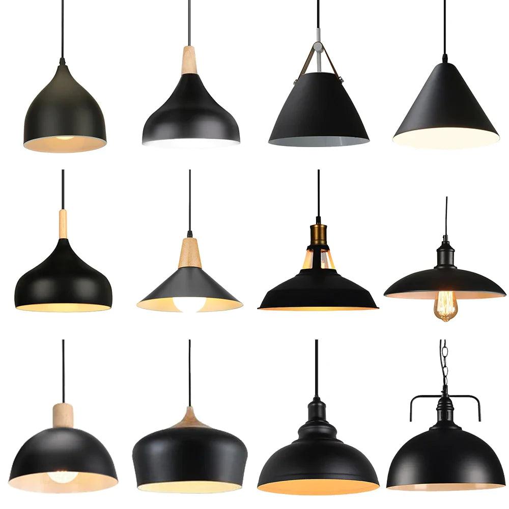 Afralia™ Iron Black Pendant Lights Vintage Nordic Modern Hanging Lamps for Living Room