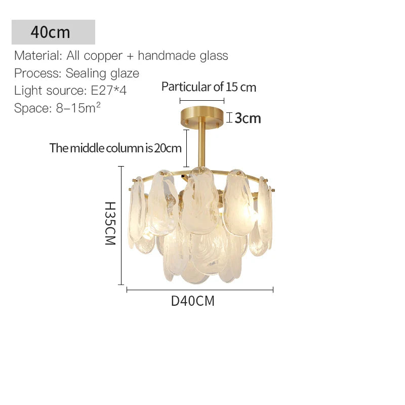Afralia™ Luxury Copper Chandelier Light Glass Crystal Brass Master Bedroom French Living Room