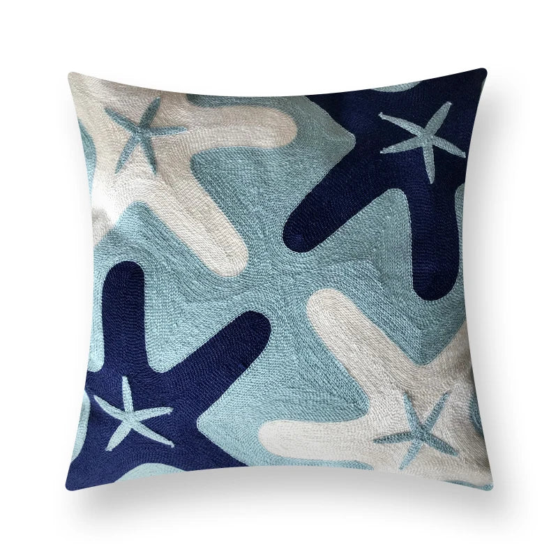 Afralia™ Ocean Theme Embroidered Cartoon Pillowcase 45x45cm, Nordic Design Home Decor