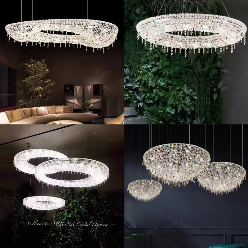 Afralia™ Oval LED Crystal Chandelier for Modern Living Dining Room Decor