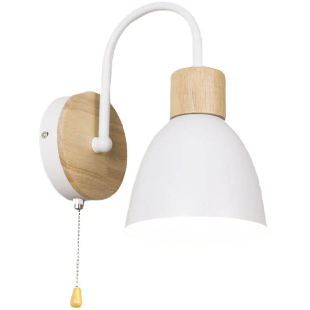 Afralia™ Curved Wood LED Wall Lamp with Switch, Bedroom & Living Room Sconce Lamps
