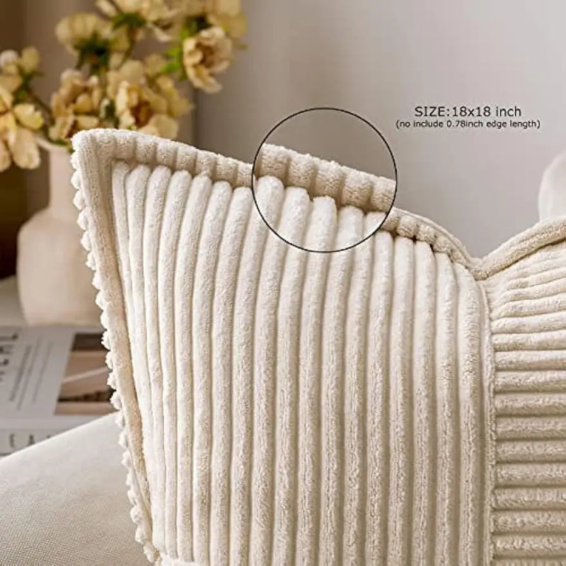 Afralia™ Boho Striped Pillow Covers for Sofa Bed Decor, 45x45 White Polyester Pillowcases