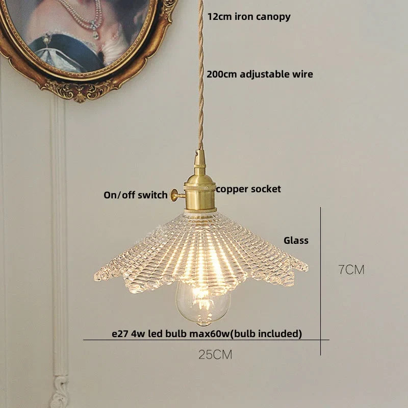 Afralia™ Walnut Wood LED Pendant Lamp Green Glass Modern Interior Hanging Light