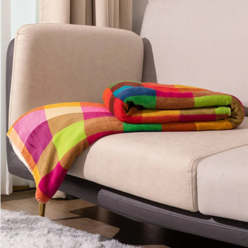 Afralia™ Checkered Coral Fleece Blanket: Thick, All-Season, Sofa Cover for Office & Home