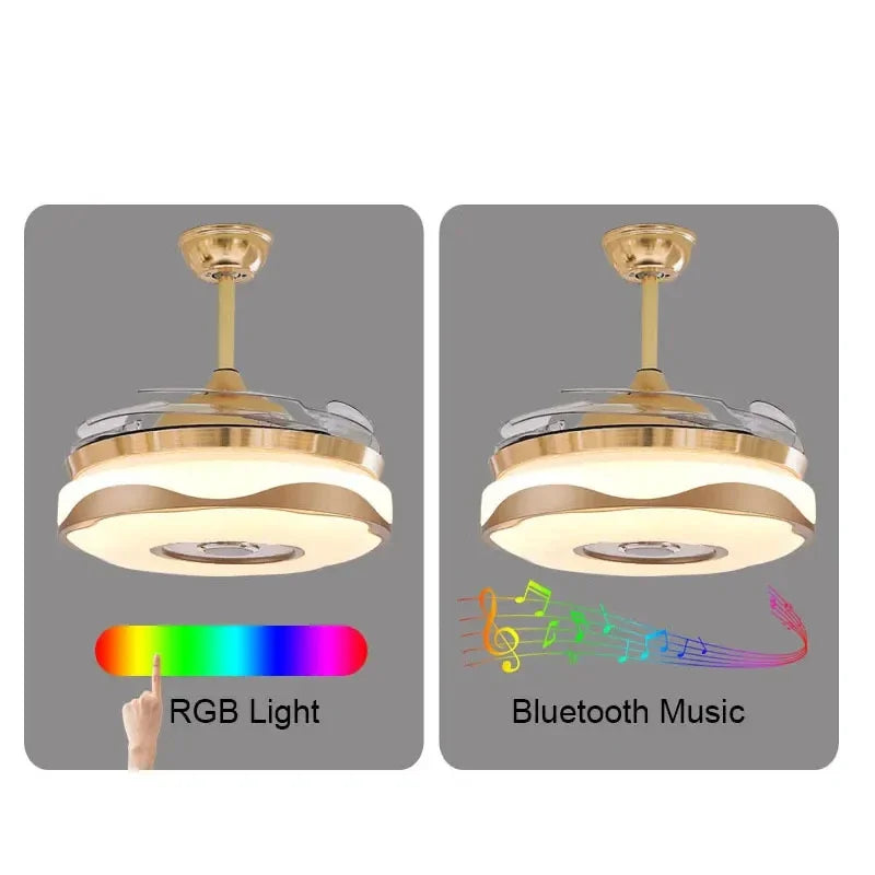 Afralia™ Smart Bluetooth Speaker Fan Pendant: Modern Nordic Design with LED Lighting and Remote Control