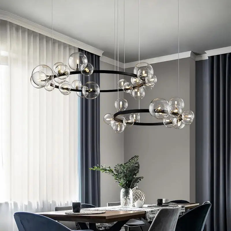 Afralia™ Nordic Glass Bubble Chandelier for Luxury Dining Room and Bedroom