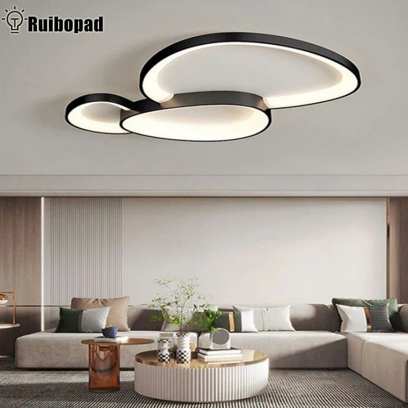 Afralia™ LED Ceiling Chandelier Lights with Remote Control for Living Room, Bedroom, Dining Room