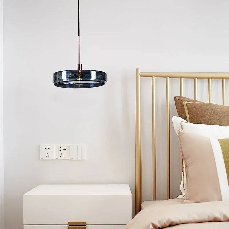 Scandinavian Blue Glass Circle Pendant Light by Afralia™ - Nordic Design for Home Interior