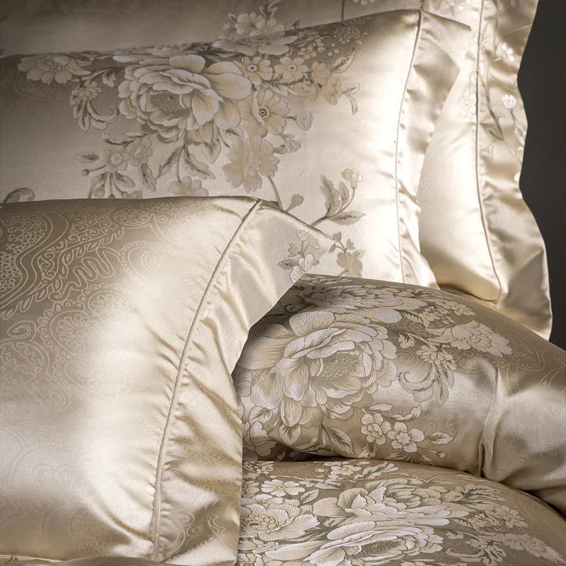 Afralia™ Luxe Satin Brocade Jacquard & Egyptian Cotton Patchwork Bedding Set