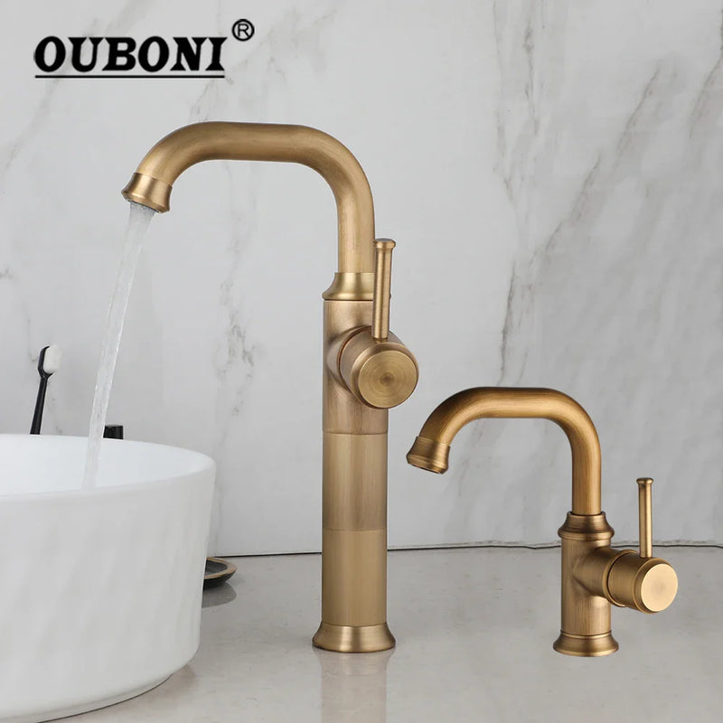 Afralia™ Antique Brass/Oil Rubbed Bronze Bathroom Faucet Deck Mount Single Handle Mixer Tap