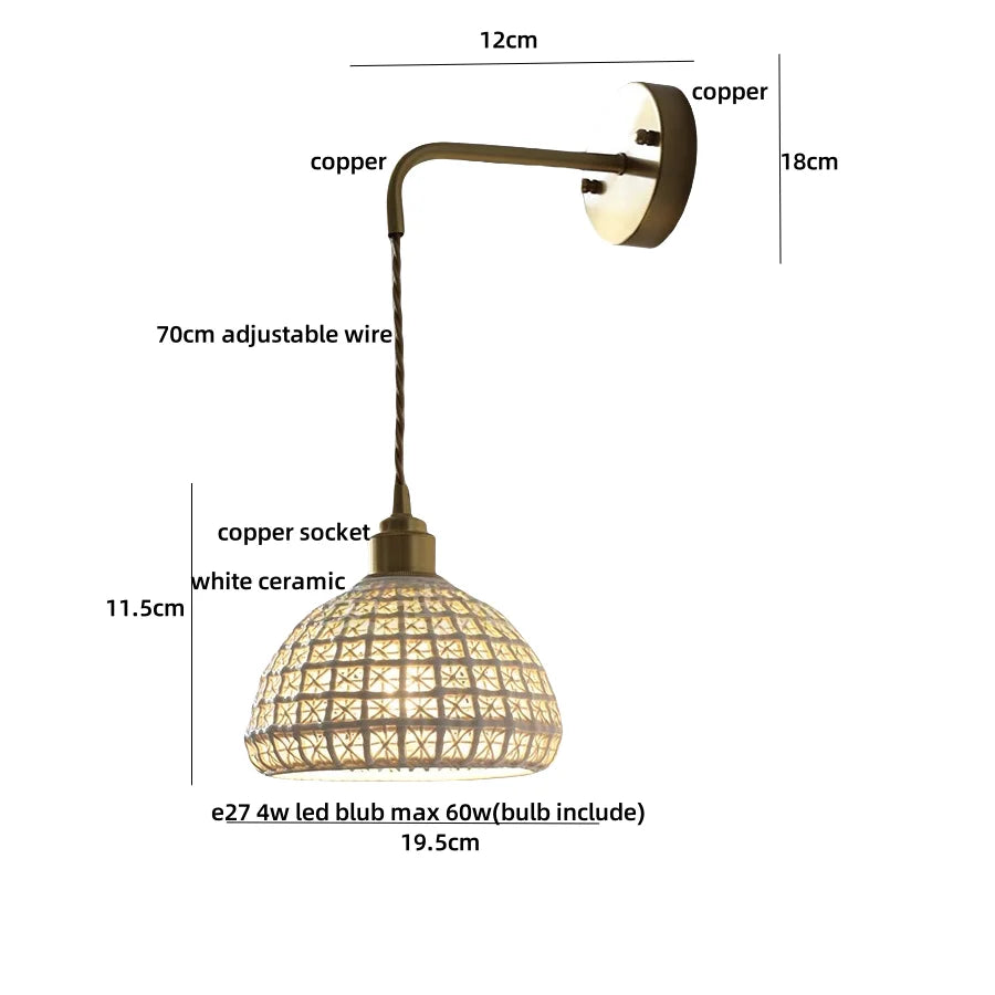 Afralia™ Ceramic LED Wall Light Balcony Bedroom Kitchen Modern Bedside Lamp