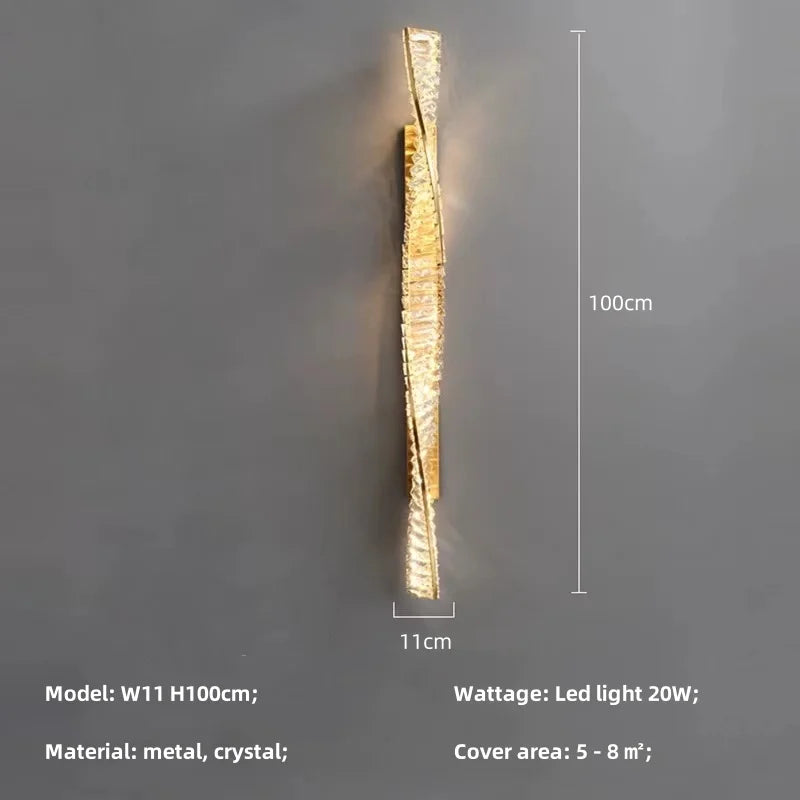 Afralia™ Luxury Crystal Wall Scones LED Wall Lamp Gold Metal Indoor Light Fixtures