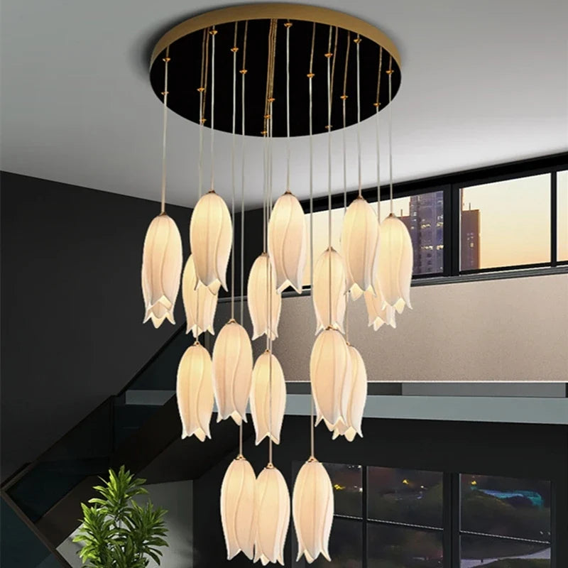 Afralia™ Nordic Tulip Chandelier: Multi-heads Pendant Lamp for Villa, Hotel, Restaurant, Bedroom