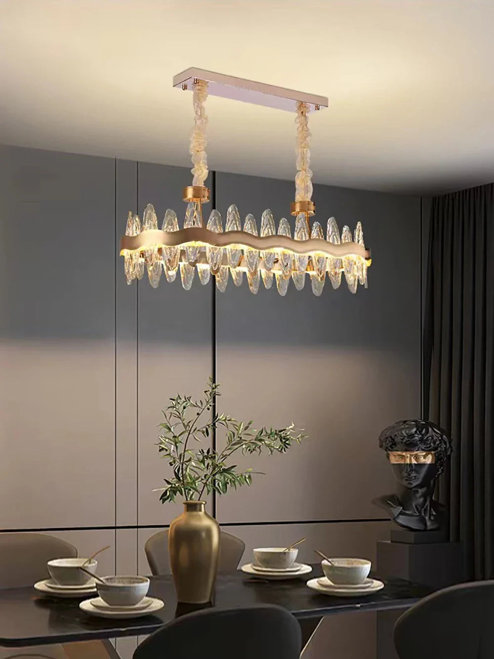 Afralia™ Modern Crystal Chandelier: Long Gold LED Luxury Suspension Lamps
