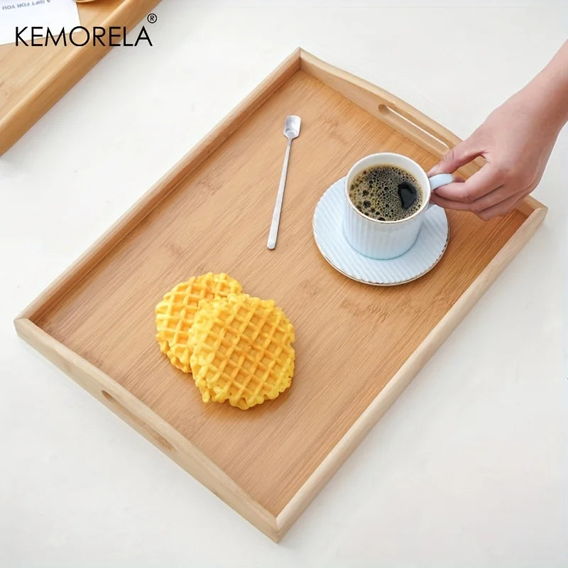 Afralia™ 1PCS Rectangular Wooden Trays - Multipurpose Kitchen Storage Organizer