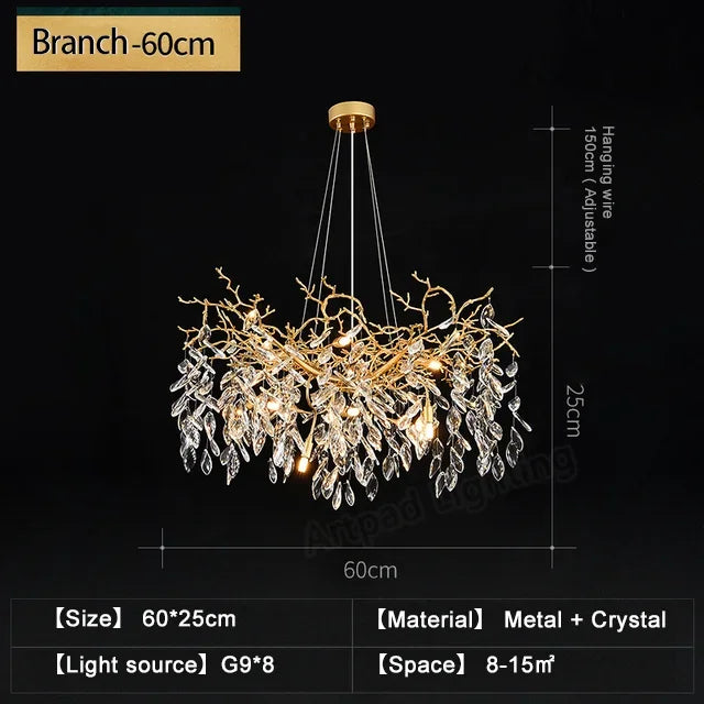 Afralia™ Luxury Crystal Chandeliers: Modern Metal Hanging Lamp for Dining Living Room Hotel Hall