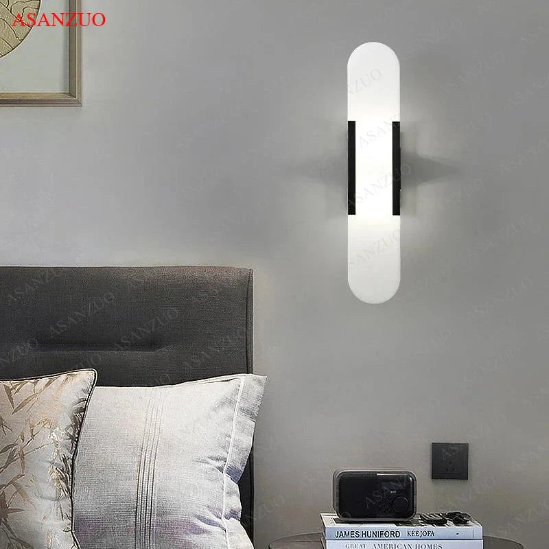 Afralia™ Jade Stone Wall Sconce Light Fixtures for Bedroom Living Room Hotel Decor