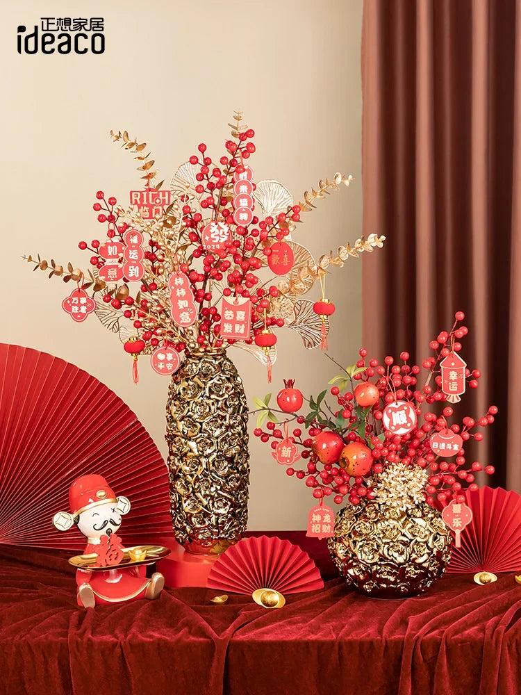 Afralia™ Elegant Gold Ceramic Rose Vase for Modern Home Decor & Wedding Centerpieces